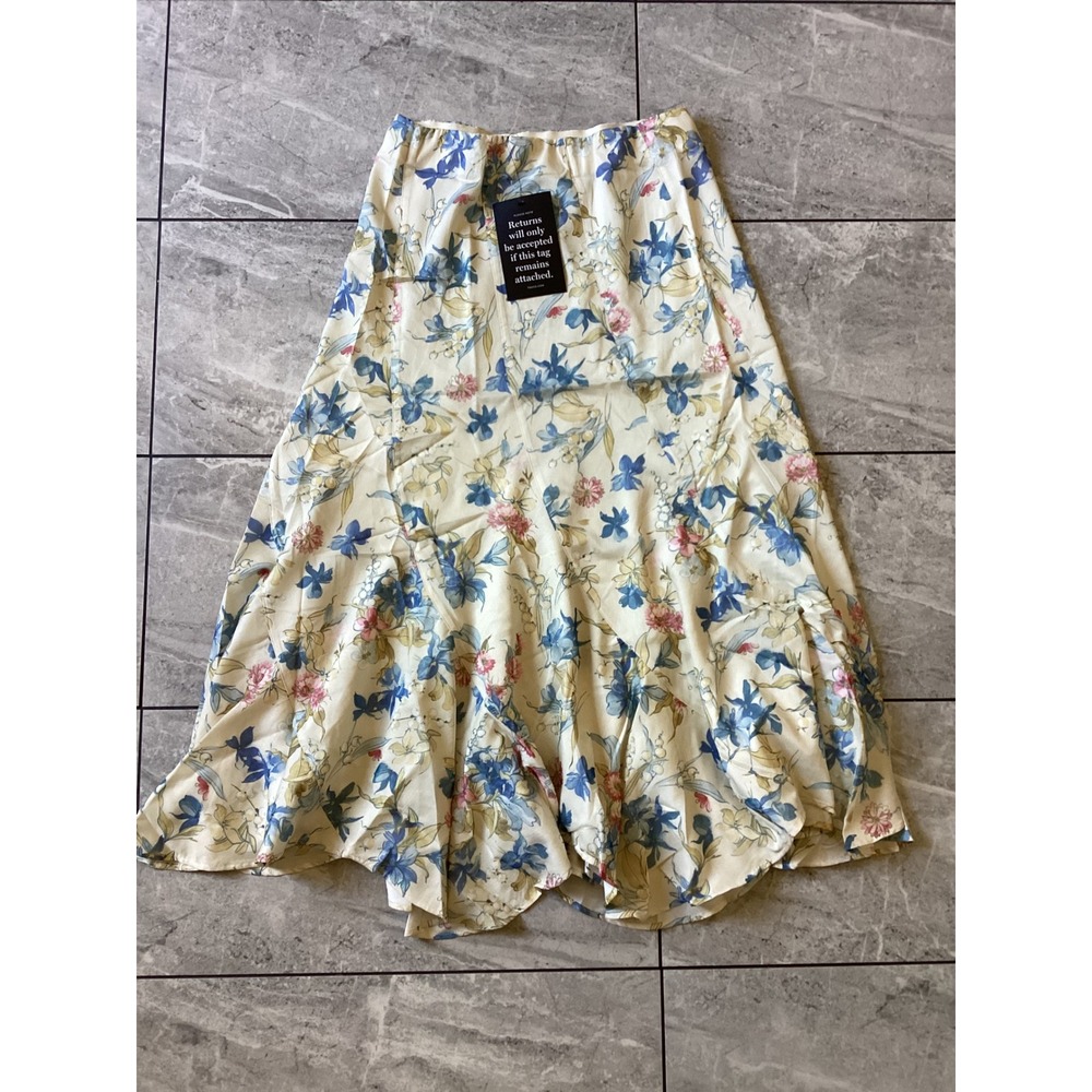 Tuckernuck Cosmos Floral Mallory Skirt Large Snowberry Blue Pink Cream Midi New